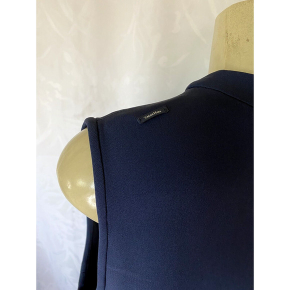 'S Max Mara Shift Dress Navy Sleeveless Tunic Crew Neck Relaxed Fit Back… - Picture 6 of 7